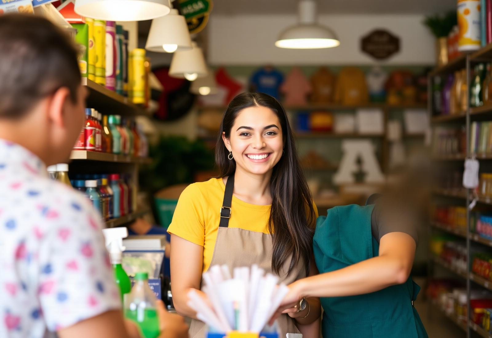 Atendente da Donna Coisas & Tal atendendo uma cliente